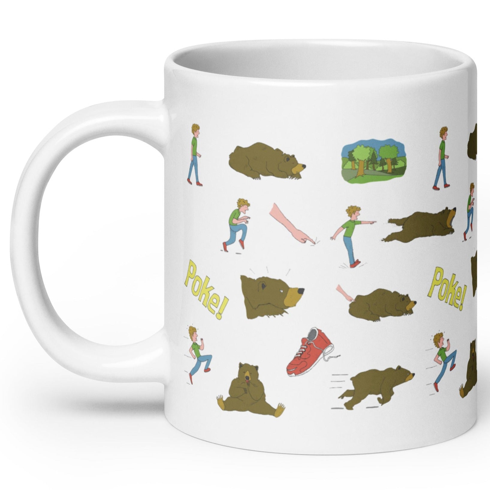 don't poke the bear all over print coffee mug, angle 2