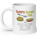 todds burger hut employee of the month coffee mug, angle 2