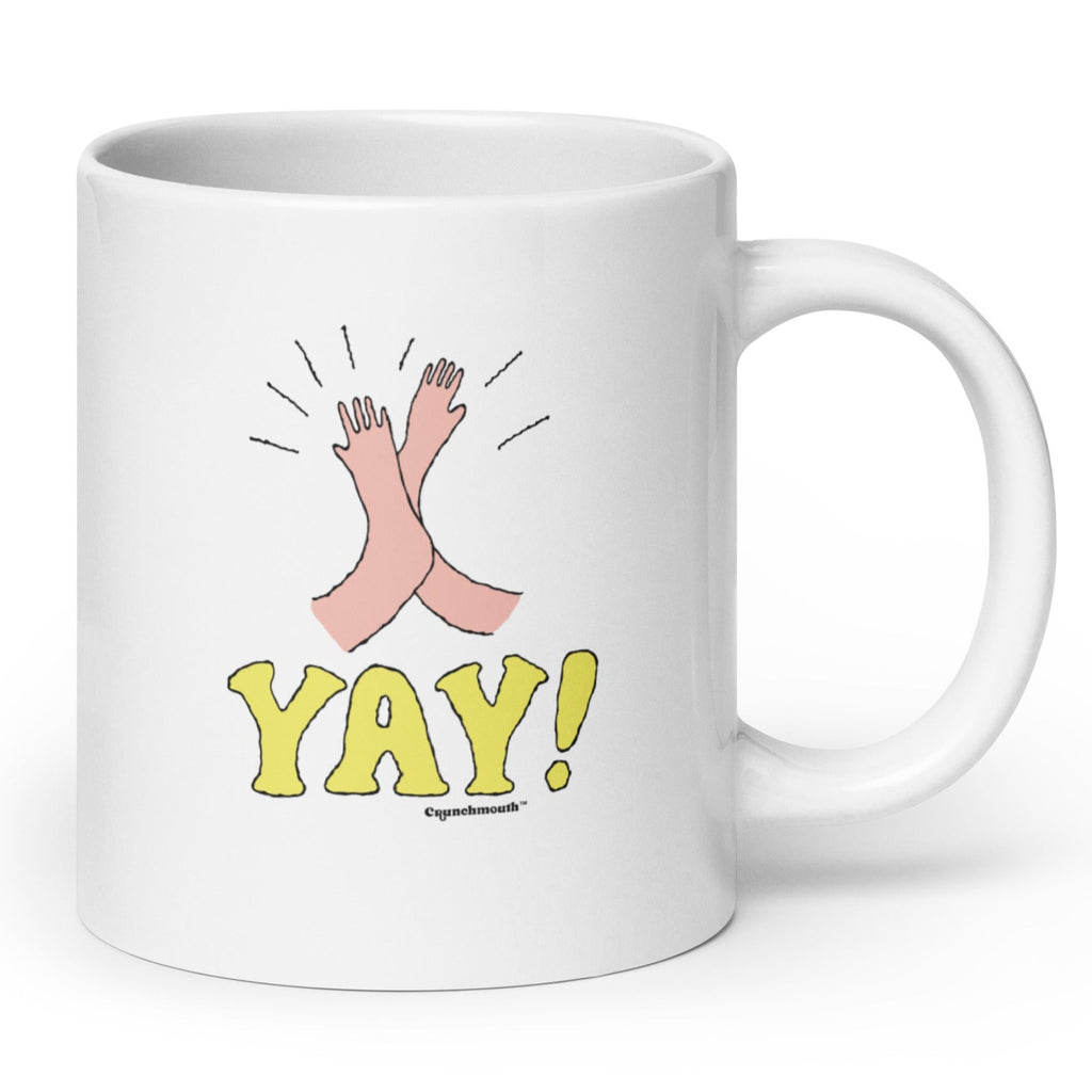yay! high five coffee mug, angle 1