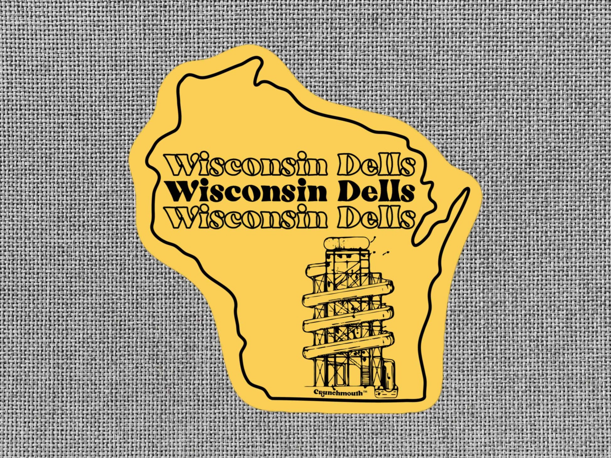 wisconsin dells sticker, gray textured background