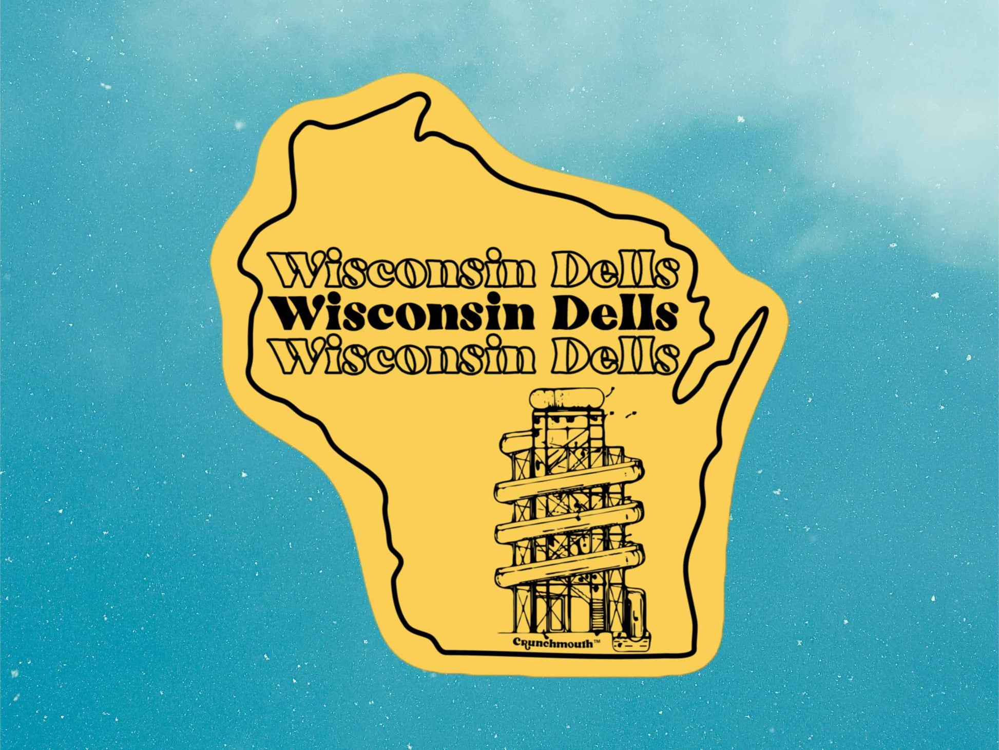 wisconsin dells sticker, blue sky background