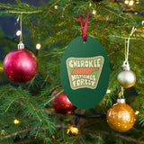 cherokee national forest Christmas ornament magnet, front, Christmas tree background