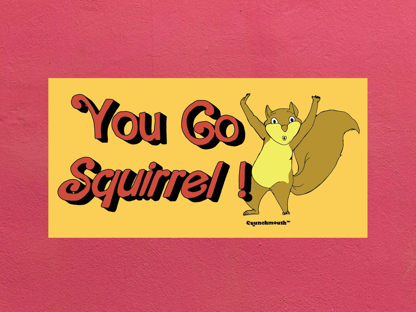 you go squirrel bumper sticker, you go girl, rose textured background